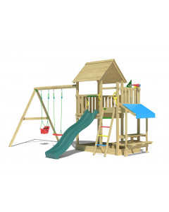 Jungle Lagoon | Spielturm aus Holz mit Doppelschaukel