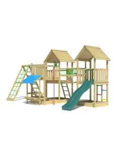 Jungle Luxor | Spielturm aus Holz mit Schaukel & Kletternetz