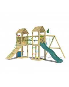 Jungle Gatehouse | Spielturm aus Holz mit Doppelschaukel
