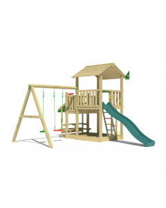 Jungle Skyline | Spielturm aus Holz mit Doppelschaukel
