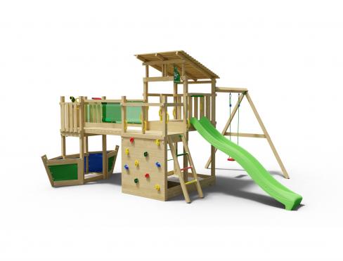 Jungle Cocoon | Klettergerüst aus Holz mit Rutsche & Wackelbrücke