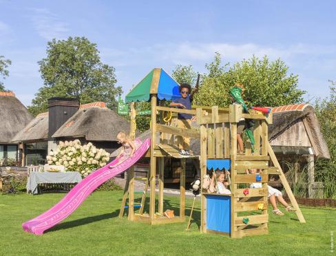 Jungle Bayou | Klettergerüst aus Holz mit Rutsche & Marktstand
