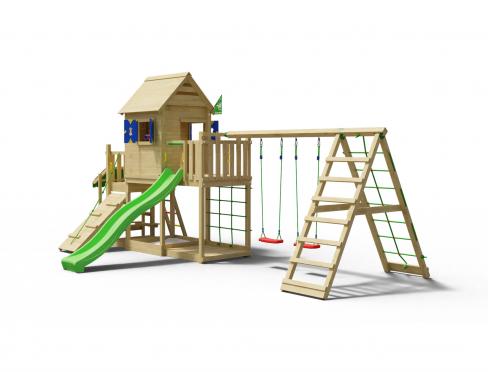 Jungle Nook | Klettergerüst aus Holz mit Rutsche & Marktstand