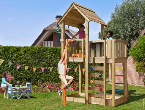 Jungle Cocoon | Klettergerüst aus Holz mit Rutsche & Wackelbrücke