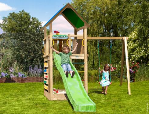 Jungle Lagoon | Klettergerüst aus Holz mit Doppelschaukel