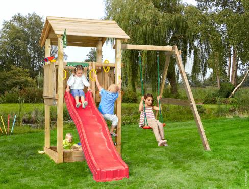 Jungle Bay | Klettergerüst aus Holz mit Schaukel