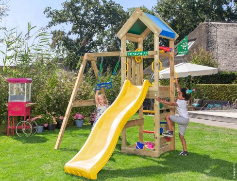 Jungle Nook | Klettergerüst aus Holz mit Rutsche & Marktstand