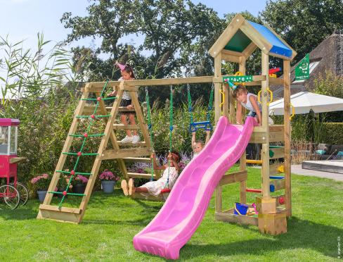 Jungle Patio | Klettergerüst aus Holz mit Schaukeln & Kletternetz