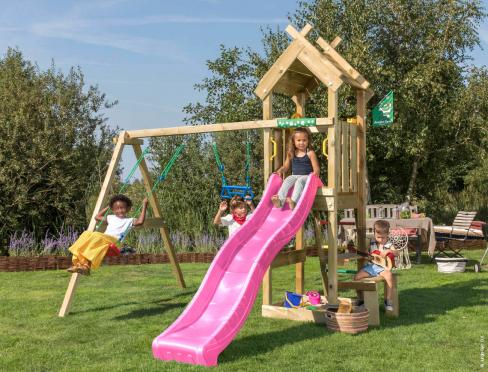 Jungle Pavillon | Klettergerüst aus Holz mit Schaukeln & Kletternetz