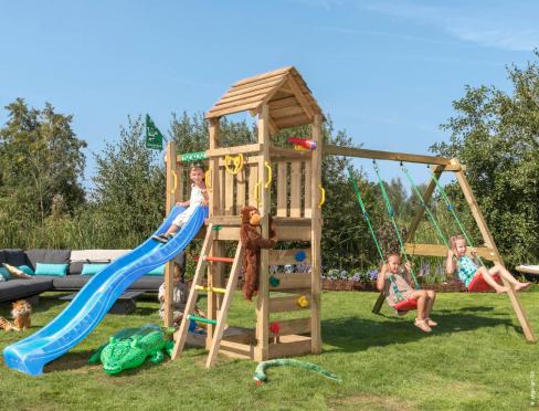 Jungle Safari | Klettergerüst aus Holz mit Doppelschaukel