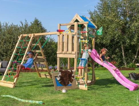 Jungle Explorer | Klettergerüst aus Holz mit Schaukeln & Kletternetz