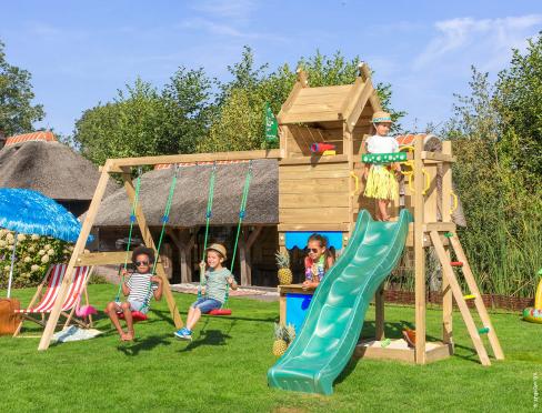 Jungle Casa | Klettergerüst aus Holz mit Doppelschaukel