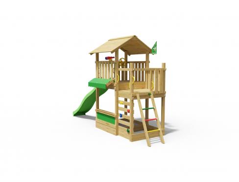 Jungle Bayou | Klettergerüst aus Holz mit Rutsche & Marktstand