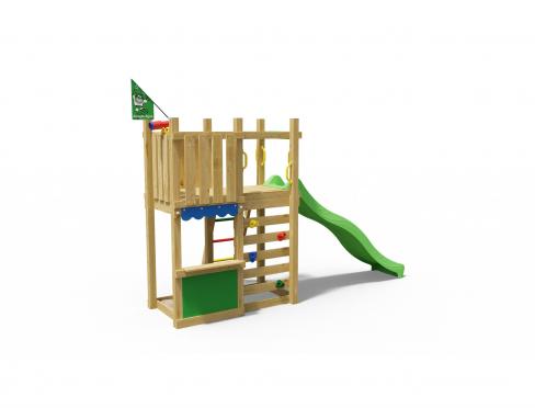 Jungle Nest | Klettergerüst aus Holz mit Rutsche & Marktstand