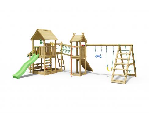 Jungle Pavillon | Klettergerüst aus Holz mit Schaukeln & Kletternetz