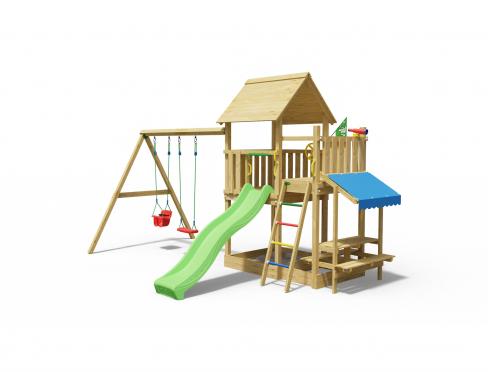 Jungle Lagoon | Klettergerüst aus Holz mit Doppelschaukel
