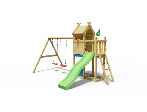 Jungle Casa | Klettergerüst aus Holz mit Doppelschaukel